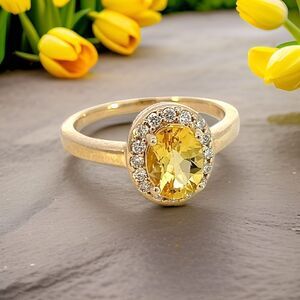 Natural Citrine Diamond Ring 6.5 14k Y Gold 1.74 TCW Certified $2,950 310633